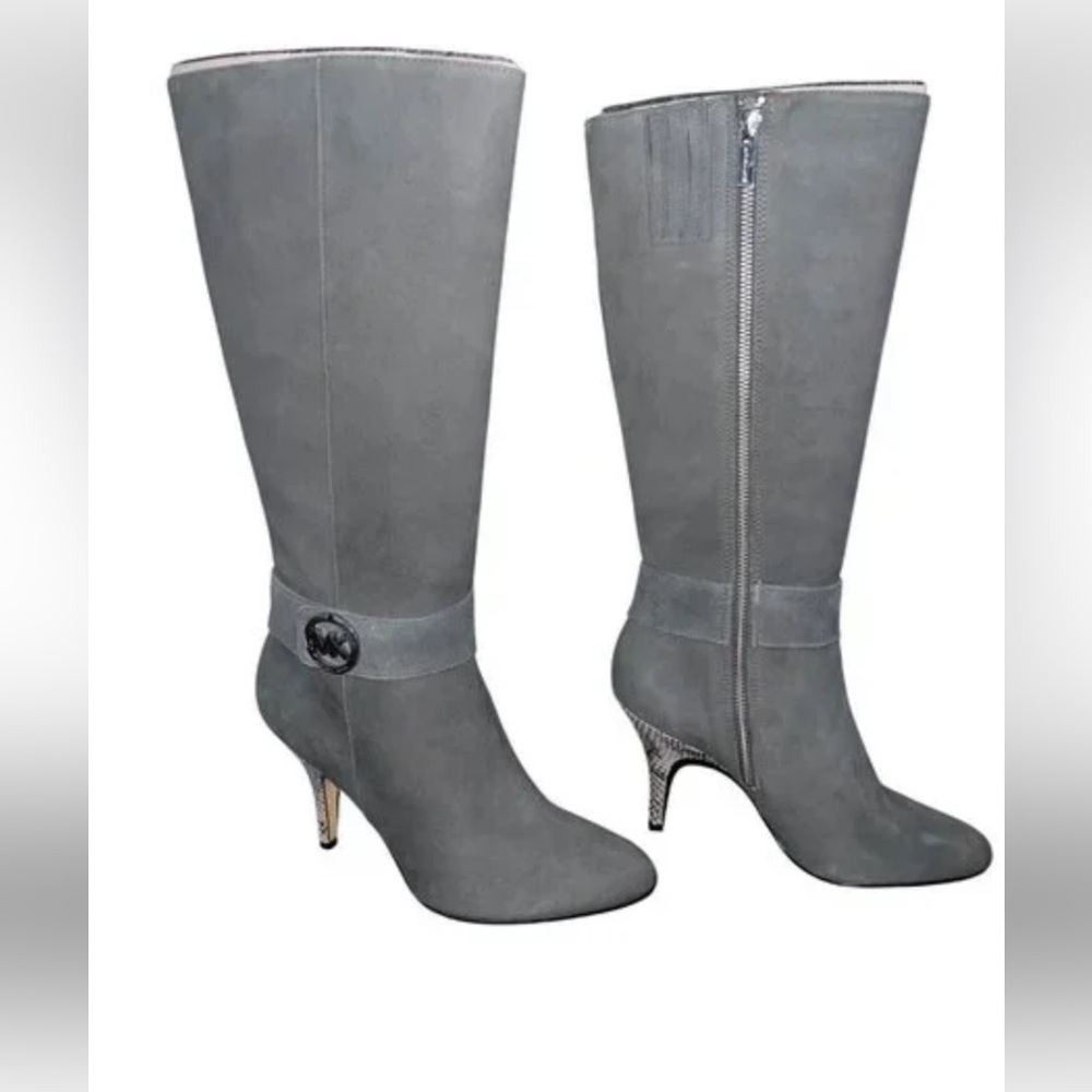 Michael Kors Dark Gray Heeled Boots - Picture 1 of 3